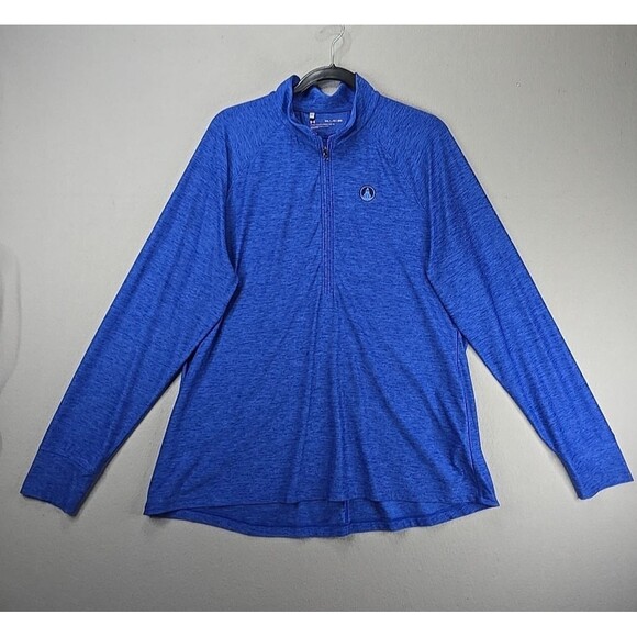 Under Armour Quarter 1/4 Zip Pullover MENS L Fitted Heathered Blue Logo Mens XXL - Picture 1 of 10
